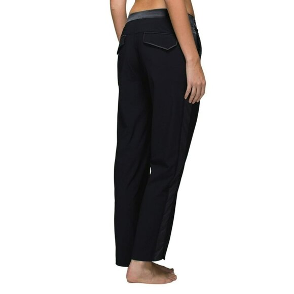 Lululemon Womens Black Track Pants Size 4 Rise Shine Relaxed Fit Satin Stripe - Picture 3 of 7